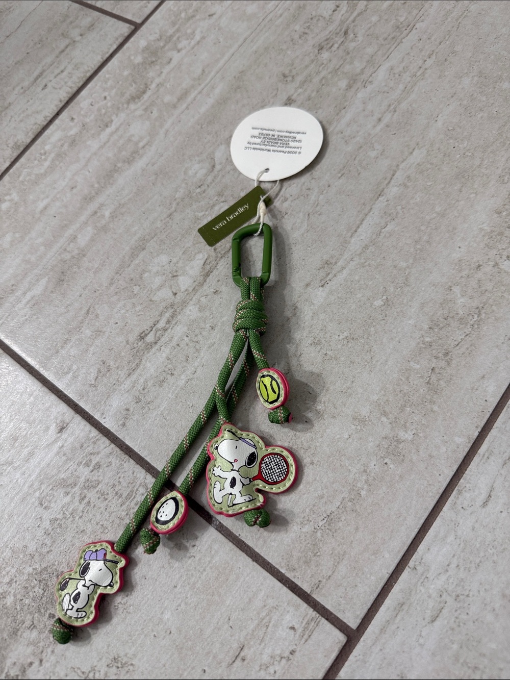 Vera Bradley Green Snoopy  Charm Key Clip.. nwt..country club
